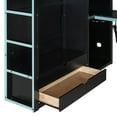 thumbnail image 4 of Full Size Loft Bed Frame with Desk and USB Charging Station, RGB Light Gaming Wood Loft with Wardrobe and Ample Storage Space for Bedroom, Apartment, Dorm, Mattress Not Included, Blue, 4 of 9