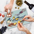 thumbnail image 5 of Sea Animals Cutting Board, Food Illustration Shrimp Mussel Fish Crab Watercolor Painting Effect, Decorative Tempered Glass Cutting and Serving Board, Small Size, Mustard Navy, by Ambesonne, 5 of 5