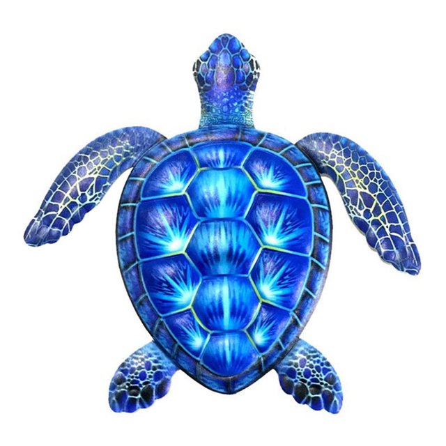 Arte de pared tortuga marina YONGSHENG escultura colgante metal azul 28x30,3x1,5 cm