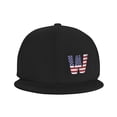 thumbnail image 2 of DouZhe Flat Brim Cap Snapback Hat, Letter W Usa Flag Stickers Prints Adjustable Black Adult Baseball Cap, 2 of 7