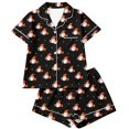 thumbnail image 6 of Soft Smooth Milk Silk Halloween Pajamas for Women Adorable Pumpkin Ghost Graphic Lapel Short Sleeve Two Piece Set Loose Casual Shorts Loungewear All Season Nightwear, 6 of 6