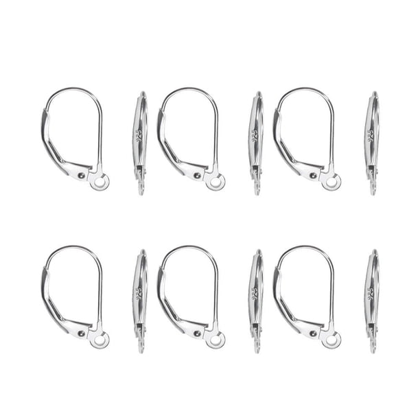 8 pendientes de plata en forma de D, elegantes ganchos para las orejas, delicados accesorios para colgar las orejas, joyería para mujeres y niñas (plata)