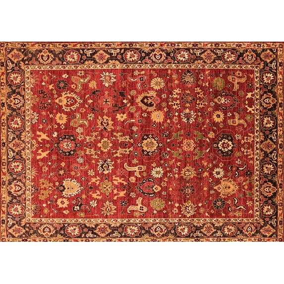 Ahgly Company Indoor Rectangle Oriental Orange Industrial Area Rugs, 4' x 6'