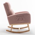 thumbnail image 5 of Modern Accent Rocking Chair, Upholstered Rocking Glider Chair with Side Pockets for Nursery, Comfy Modern Teddy Material Armchair for Living Room, Bedroom, Office, Pink, 5 of 7