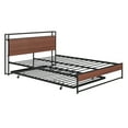 thumbnail image 3 of Queen Size Metal Platform Bed Frame with Trundle, USB Ports and Slat Support ,No Box Spring Needed Black, 3 of 9