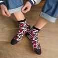 thumbnail image 3 of Rateoe Rose Flowers Pattern Quarter Crew Socks,Toe Seamed Ankle Socks,Cotton Cushioned Breathable Athletic Crew Sports Socks, 3 of 7