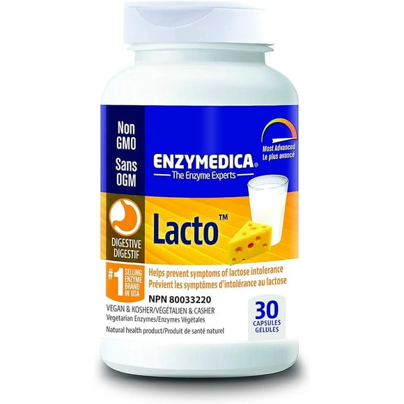 Enzymedica | Lacto, 30 Cápsulas. Suplemento para el alivio digestivo.