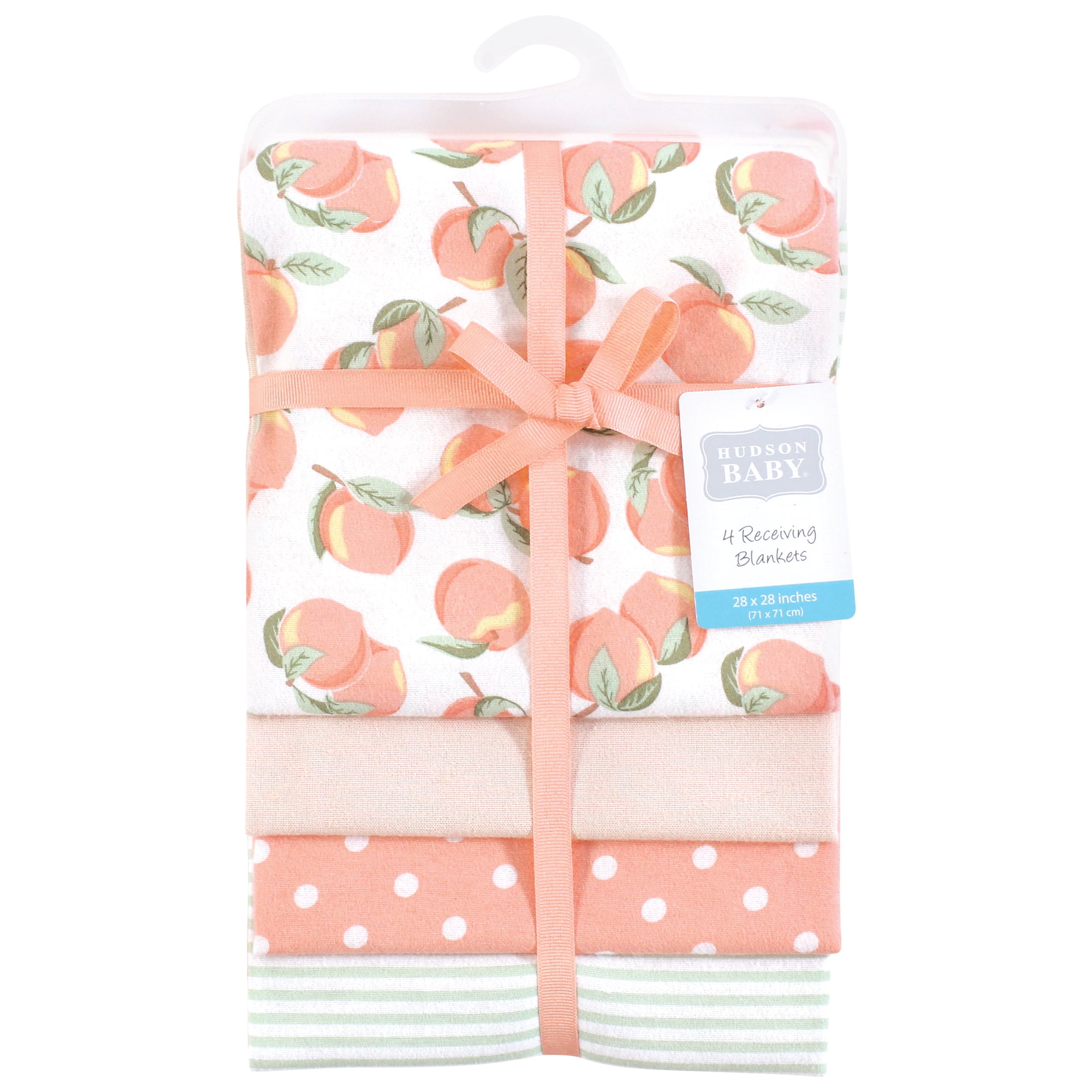 Hudson Baby Unisex Baby Cotton Poly Flannel Receiving Blankets, Sweet Peach, One Size