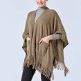 thumbnail image 4 of Brglopf Women Wrap Shawl Solid Color Poncho Cape Open Front Cardigan Tassel Knitting Sweate Trendy Warm Winter Cloak with Pockets, 4 of 9