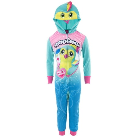 - Hatchimals Girls' Hooded Union Suit Pajama with 3D Hair