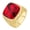 Gold-Red, variant on Men's Gold Stainless Steel Square Gemstone Rings Black Size 7