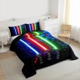 thumbnail image 3 of jejeloiu Gradient Light Fashion Games Full Size Comforter Sets,Galaxy Starry Sky Bedding Comforter Set,Red Blue Green Bedding Sets For Teens,Luxury Bedroom Decor Reversible,3-Piece, 3 of 8