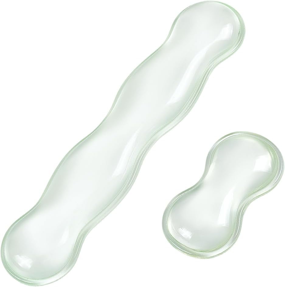2Pcs 2 Styles Silicone Wrist Rest for Keyboard and Mouse Clear Gel Keyboard and Mouse Wrist Rest Set Desk Pads Support Hand Pink