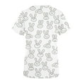 thumbnail image 4 of Hauts d'Été Grande Taille pour Femmes Manches Courtes Hauts à Manches Courtes Col en V Uniforme de Travail Imprimé de Pâques avec Poche Blouse Col en V T-Shirt Femmes en Solde, 4 of 4