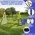thumbnail image 4 of 5 in 1 Metal Swing Sets for Backyard, SHINPT Outdoor Kids Swing Set with Slide, Saucer Swing Seat, Belt Swing Seat, Basketball Hoop, Soccer Net, Heavy Duty Backyard Playground Set for Kids, 4 of 8