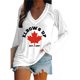 thumbnail image 1 of MHFRRA Camiseta de Manga Larga con Cuello En V y Estampado de La Bandera de Canadá para Mujer Blanco, 1 of 3