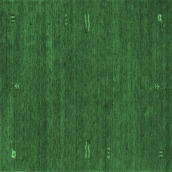 Ahgly Company Indoor Square Abstract Emerald Green Contemporary Area Rugs, 6' Square