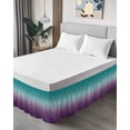 thumbnail image 4 of Teal Purple Ombre Bed Skirt Cal King Size, Turquoise Gradient Modern Abstract Art Wrap Around Bed Skirting with Adjustable Elastic Strap, Dust Ruffled Pleated Bedskirts 18 Inch Drop for Bedroom Beds, 4 of 9