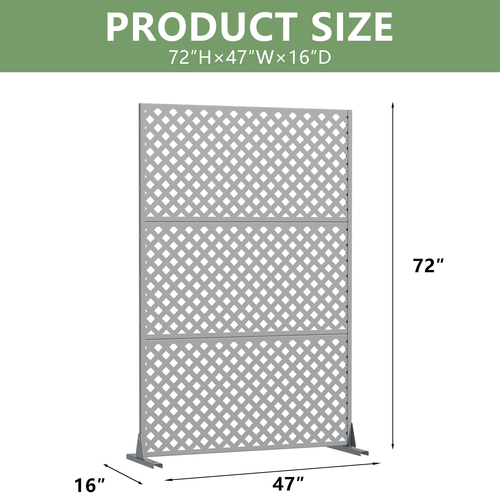 MAYEERTY 72*47in Outdoor Privacy Screen, Horizontal Slat Metal Privacy Panel, Pool Privacy Divider for Patio, Balcony