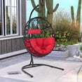 thumbnail image 4 of Gymax Chaise Hamac Suspendue Chaise Balançoire en Forme d'Oeuf avec Coussin et Oreiller Rouges Support, 4 of 10