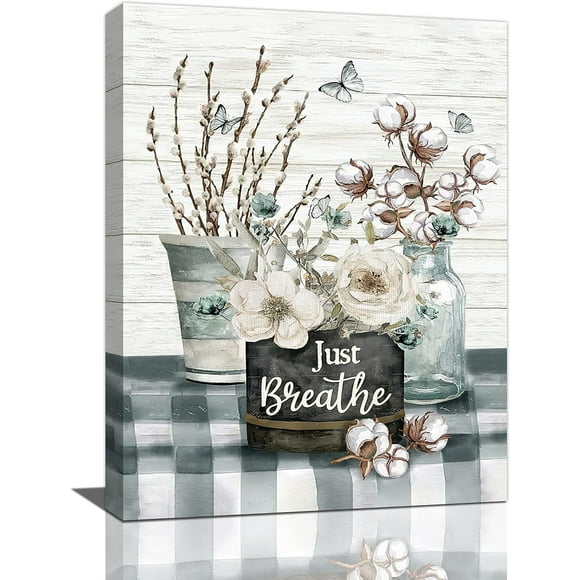 Purple Lavender Bathroom Wall Art Farmhouse Lavender Flower Pictures Wall Decor Country Rustic Floral Inspirational Canvas Painting Modern Home Framed Artwork For Office Bedroom 12"X16"