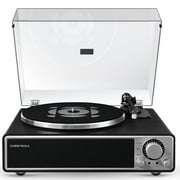 Open Box Qlearsoul ONE-Q Vinyl Record Player Black Edition, All-in-one HiFi Turntables with Built in Speakers, Bluetooth 5.4, Phono Preamp, Magnetic Cartridge AT-3600L, 33/45 RPM Two Speed, Aux-in, Auto Off