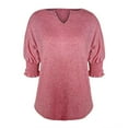 thumbnail image 4 of Tiqkatyck Women Summer Tops, Women's Fashion Short Sleeve Solid Color Loose V Neck Bat Sleeve Casual T Shirts, Shirts for Women Pink XL, 4 of 6