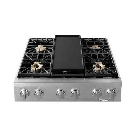 Dacor - Professional 36" Built-In Gas Cooktop with 6 burners with SimmerSear™ , Liquid Propane - Silver stainless steel