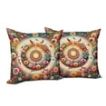 thumbnail image 3 of Ambesonne Floral Throw Pillow Cover Pack of 2, Botanical Colorful Circle, 2 Pcs-28"x28", Orange Evergreen Pink, 3 of 5