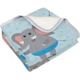 thumbnail image 3 of Velvet Plush Throw Thermal Blanket - 4x5FT - Cute Cartoon Elephant Printed for Couch Bed Sofa Car, 3 of 5