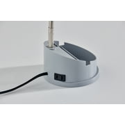 Mainstays Modern Gray LED Desk Organizer Lamp with AC Outlet and Adjustable Gooseneck