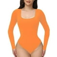 thumbnail image 2 of Mujeres De Manga Larga Cuerda Delgada Leotardo Encantador Elegante Naranja, 2 of 8