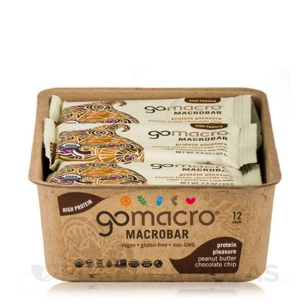Go Macro Macrobar Protein Pleasure Peanut Butter Chocolate Chip 12