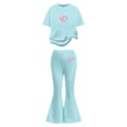 thumbnail image 3 of RMGVDSD Girls Clothes 2Pcs Heart Print Short Sleeve Crewneck T Shirts And Flared Pants Set Stylish Valentine'S Day Outfits Kids Daily Wear Cute Girls Outfit, 3 of 5
