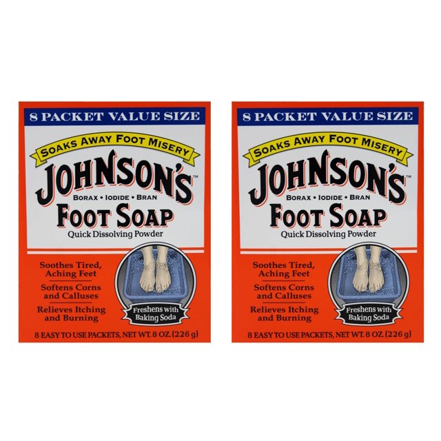 JOHNSON'S Foot Soap Powder Packets 8 Each (Pack of 2)