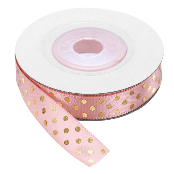 Grosgrain Ribbons 10 Yards 3/8 Inch Dark Pink Gold Dots Ribbon for Crafts Gift Wrapping Wedding