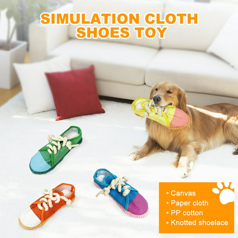 Amerteer Dog Chew Toys, Dog Squeaky Slipper Toys, Interactive Pet Stuffed  Teeth Cleaning Toys, Pet Dog or Cat Hide and Seek Puzzle Toys for Small  Puppies and Medium Dogs, Cotton Rope, Stress