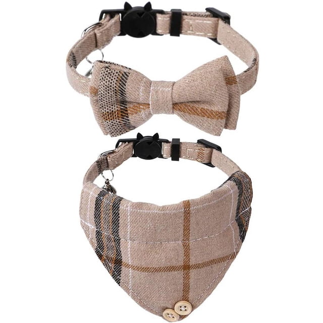 LAICAIW Breakaway Cat Collar with Bells-2 Pack Cat Collar with Bells, Cat Collars with Bandana, Accessories for Pet Collars, Adjustable for Cats and Small Dogs