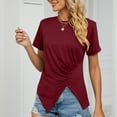 thumbnail image 3 of TIHLMK Womens Shirts Wine Women's Fashion Casual Short Sleeve Solid Color Comfortable Sweatshirt Tops Blouse Gift for Womens Tops, 3 of 8