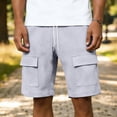 thumbnail image 5 of BiZtdJrK Men Solid Work Shorts Waffle Knit Drawstring Elastic Waisted Cargo Shorts Comfy Casual Summer Short Trousers with Multi Pockets Gray XL, 5 of 7