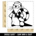 thumbnail image 2 of Sailor Sea Otter with Life Preserver Square Rubber Stamp Stamping Scrapbooking Crafting - Small 1.25in, 2 of 7
