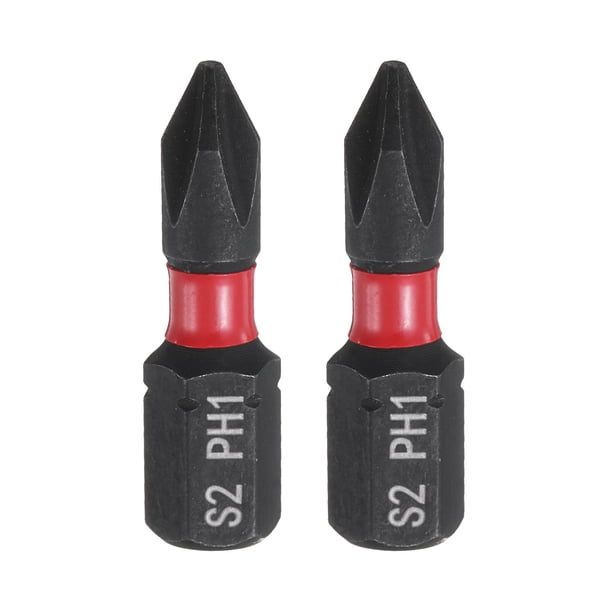 Uxcell 2pcs PH1 Punta de destornillador Phillips 1/4" Hex 25mm Magnética