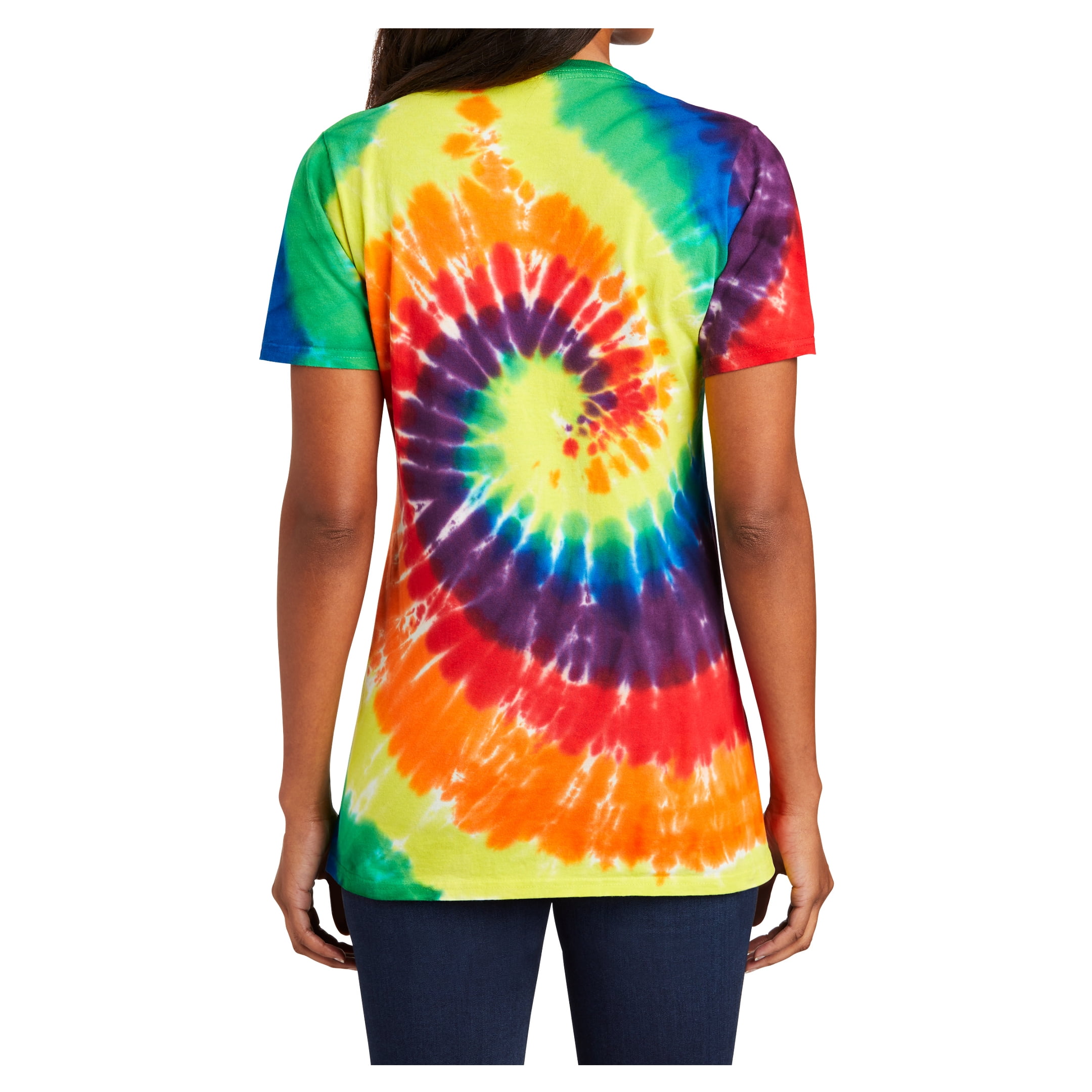 Mafoose Women's Tie-Dye V-Neck Cotton T-Shirt Rainbow x-small