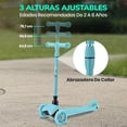 thumbnail image 3 of Monopatin Scooter para Niños de 2 a 5 Años Hurtle, 3 Ruedas con Luces LED, Mini Kickboard con Freno, Manillar Ajustable de 63 cm a 71 cm, Antideslizante, Patin del Diablo, Verde Azulado, 3 of 7