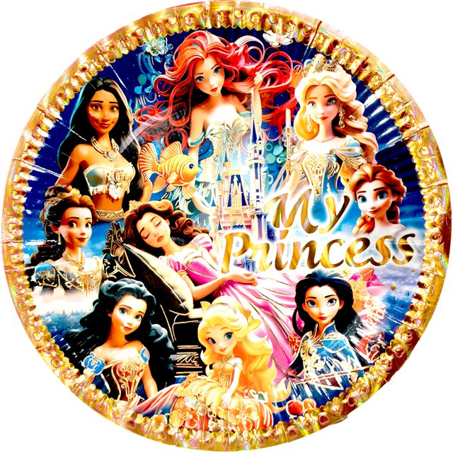 24 Pz Plato De Cartón Premium Pastelero De Personajes My Princess Castillo