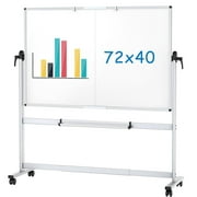 VIZ-PRO Double-Sided Mobile Whiteboard 72 x 40 In Magnetic Rolling Dry Erase Boa