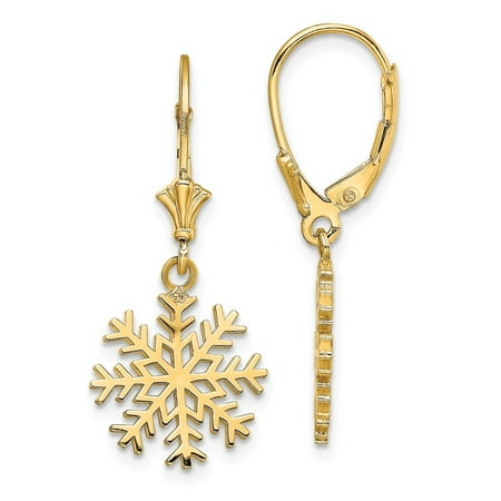 Roy Rose Jewelry 14K Yellow Gold Snowflake Leverback Earrings