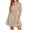 Khaki, variant on Women's Summer Striped Print Button Down Shirt Dresses Short Sleeve Collared A Line Belted Tie Waist Casual Beach Vacation Dresses