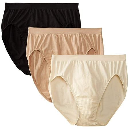 

NY Lingerie 3 Pack Comfort Revolution Microfiber Solid Hi-Cut Brief
