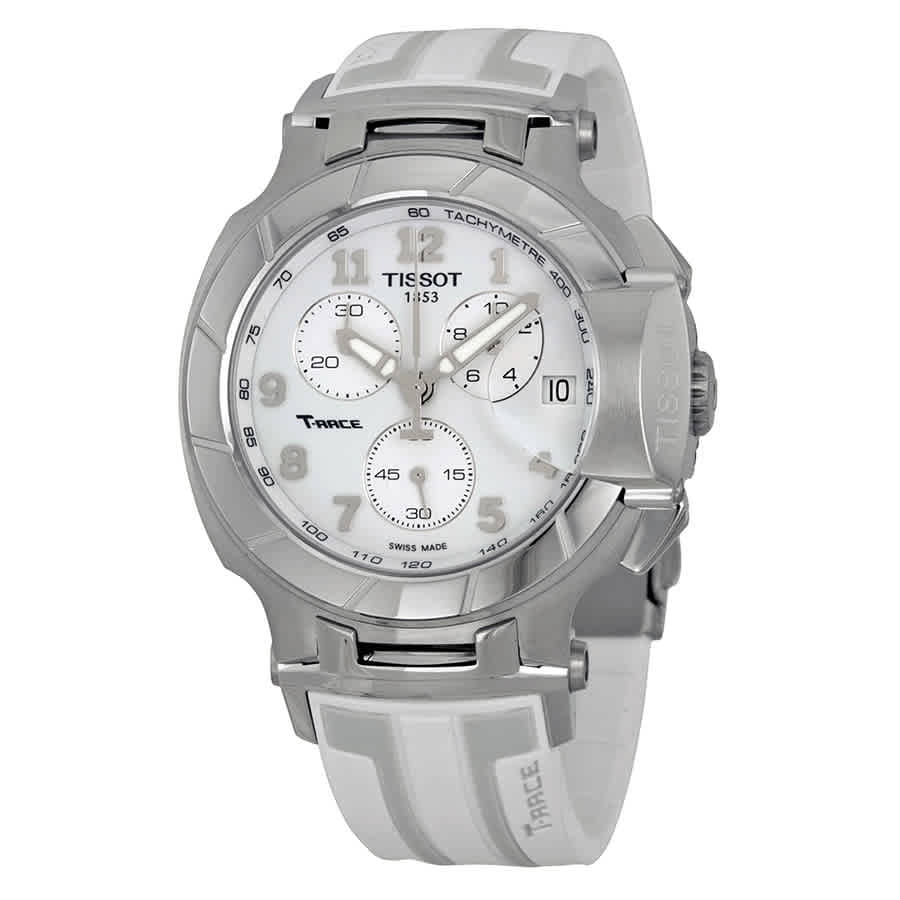 Tissot T-Race Chronograph White Grey Dial White Silicone Mens Watch  T0484171701200
